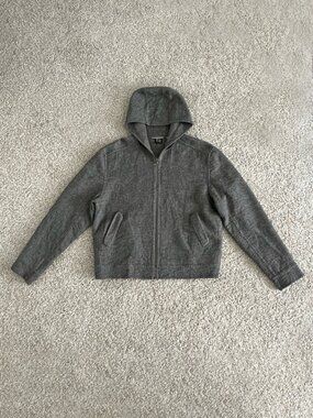 Vintage TSE Cashmere Gray Zip Up Hooded Jacket Bergdorf Goodman Italy Size L